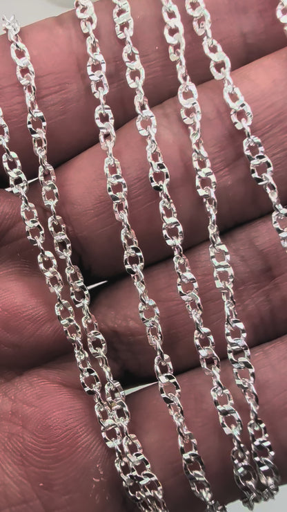 Pavé Cut Singapore Chain | 2.7MM | Sterling Silver